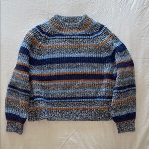 Old Navy Blue and Bronze Striped Sweater, Petite XS